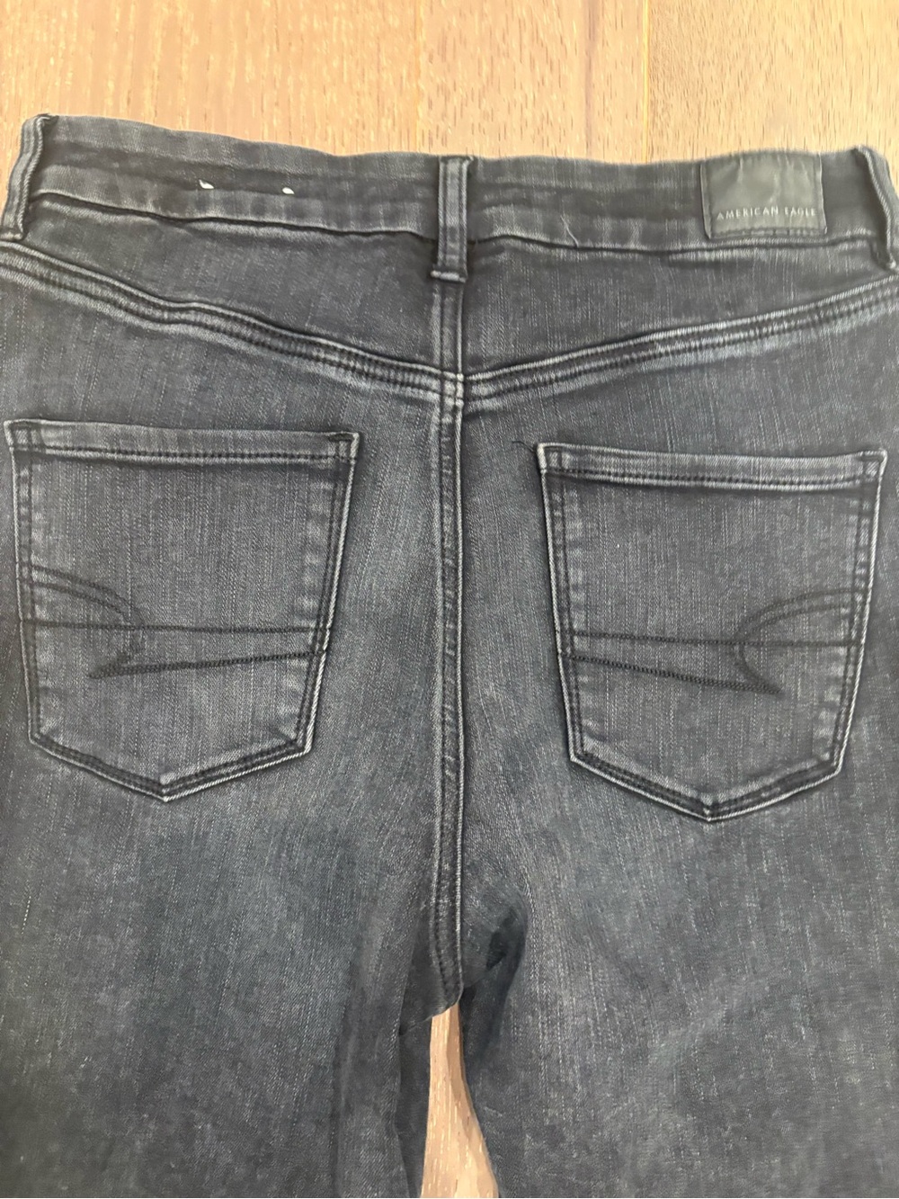 American Eagle $60 Next Level Stretch Hi-Rise Raw Hem Skinny Jeans Black 10 Long - Picture 11 of 12